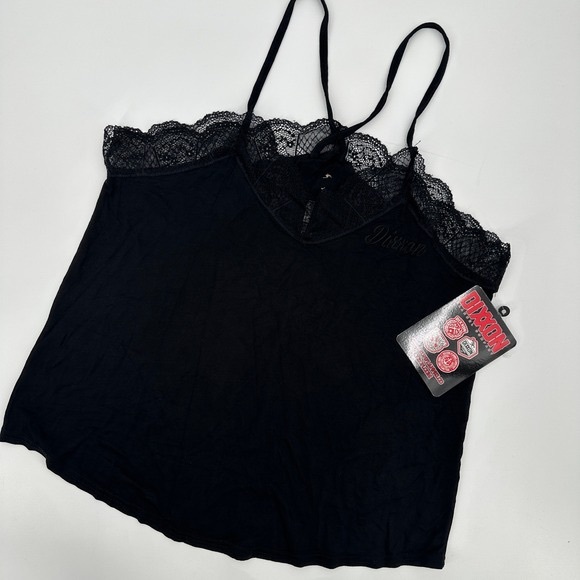 DIXXON Tops - DIXXON Black Lace-Trim Tank Top